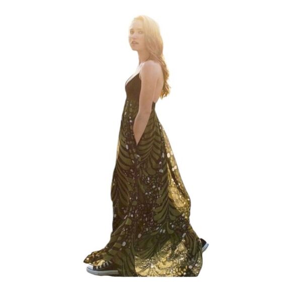 Mara Hoffman Dresses & Skirts - Mara Hoffman Brown Green Black Halter Maxi Dress Open Back